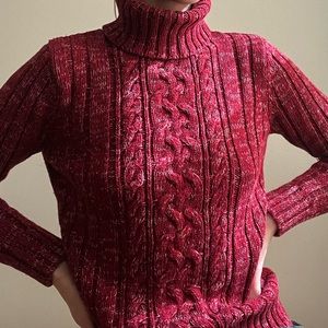 Chunky Red Cableknit Sweater
